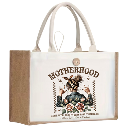 Mother's Day Beige Canvas Polyester Tote Bags/FREE MAKEUP BAG INCLUDED