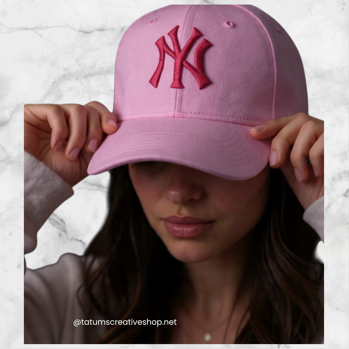 NY Embroidered  Pink Hat – Classic New York Baseball Cap